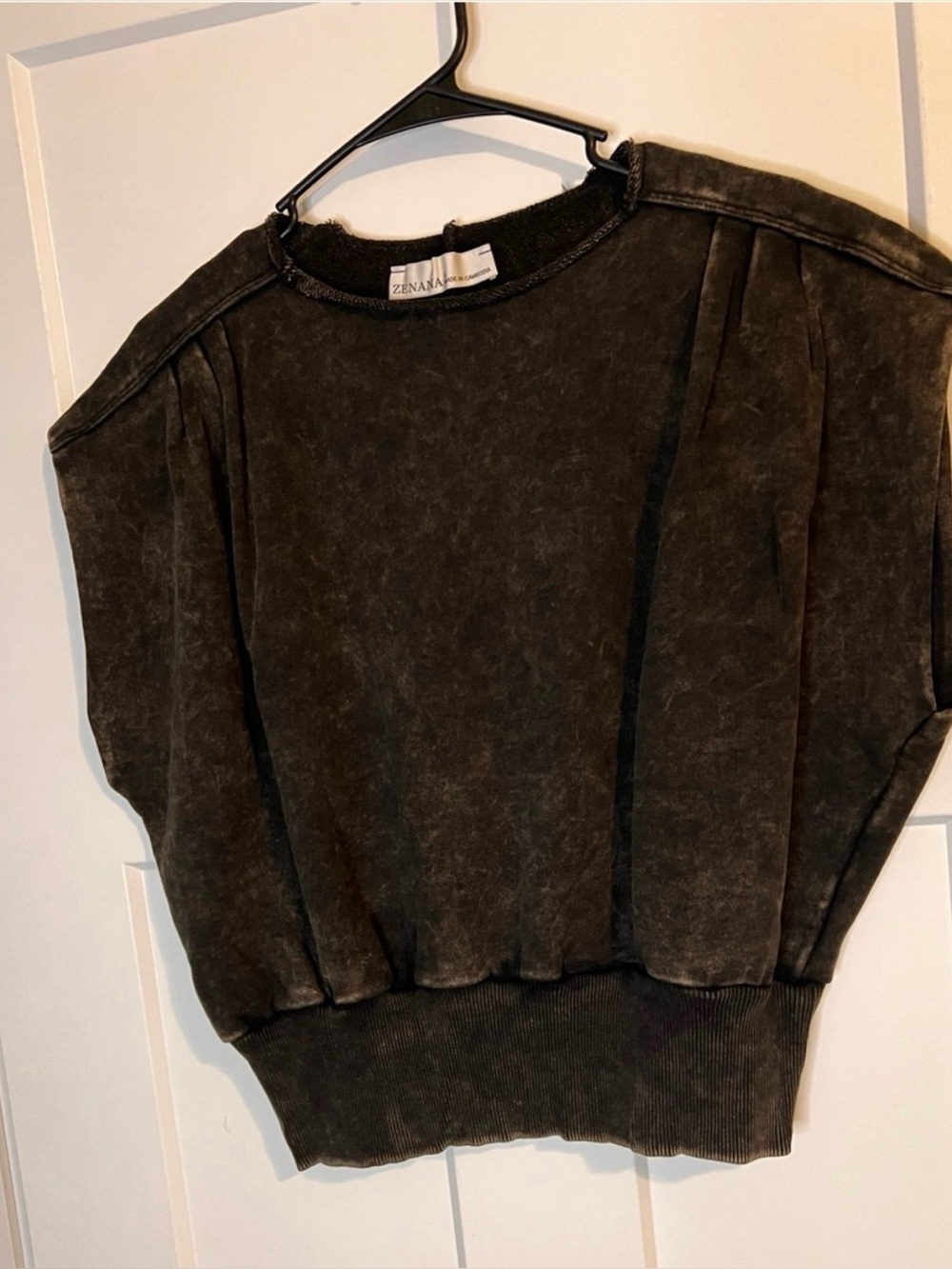 Zenana Washed Black Cropped Short Sleeve Sweatshirt